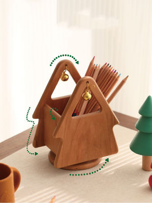 Organizzatore da scrivania in forma di albero di Natale in legno per utensili e utensili per ufficio