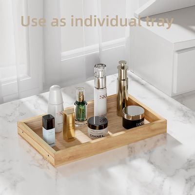 Organizzatore di profumi non pieghevole con vassoio di legno e scaffale di cosmetici acrilici