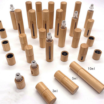 Imballaggio cosmetico Perfume olio essenziale Spray bottiglia di legno Bambù imballaggio personalizzato bottiglia