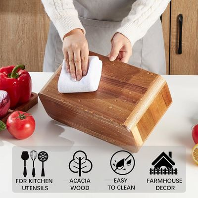 Supporto per utensili in legno di acacia per la stampa in cucina