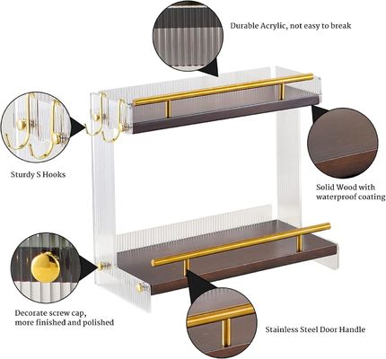 Organizzatore di bancone di bagno in legno per prodotti cosmetici e cura della pelle