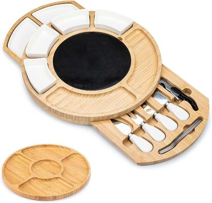 Piatto di formaggio di bambù rettangolare e set di coltelli per acquirenti commerciali