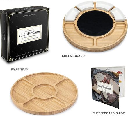 Piatto di formaggio di bambù rettangolare e set di coltelli per acquirenti commerciali