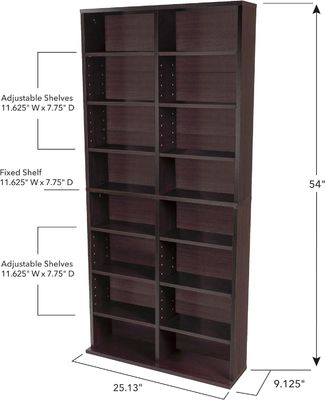 12 scaffali regolabili e 4 scaffali fissi