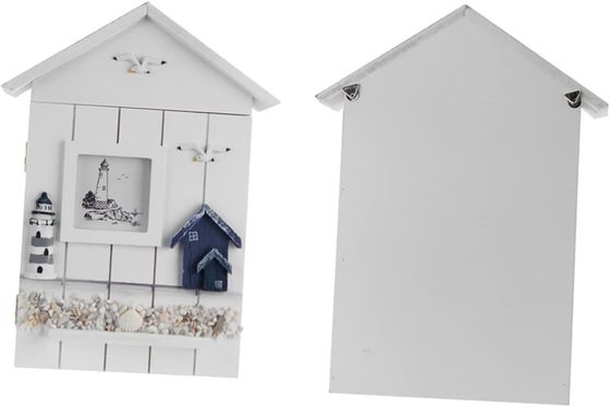 PANELLO in legno in stile mediterraneo Casa a forma di chiave Portafogli per gioielli per il muro di ingresso