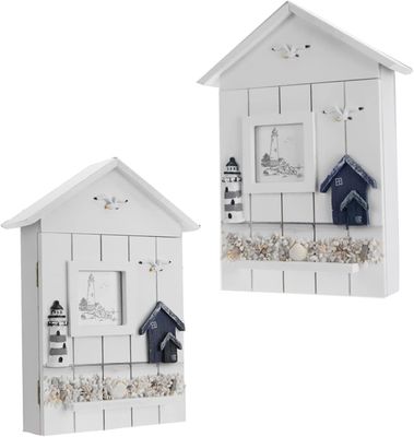 PANELLO in legno in stile mediterraneo Casa a forma di chiave Portafogli per gioielli per il muro di ingresso