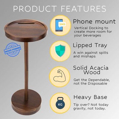 Tavolo da caffè specifico Tavolo da bere in legno moderno con telefono e piccola dimensione rotonda