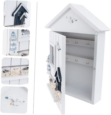 PANELLO in legno in stile mediterraneo Casa a forma di chiave Portafogli per gioielli per il muro di ingresso