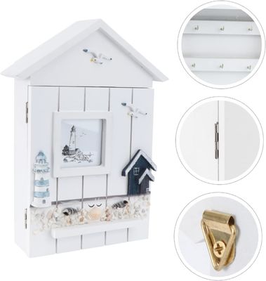 PANELLO in legno in stile mediterraneo Casa a forma di chiave Portafogli per gioielli per il muro di ingresso