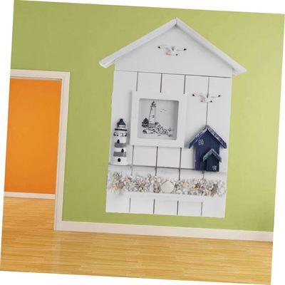 PANELLO in legno in stile mediterraneo Casa a forma di chiave Portafogli per gioielli per il muro di ingresso