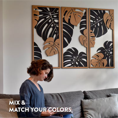 Decorazione Monstera personalizzabile in 3 pannelli Cornici in legno incluse per l'arte muraria delle piante