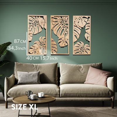 Decorazione Monstera personalizzabile in 3 pannelli Cornici in legno incluse per l'arte muraria delle piante