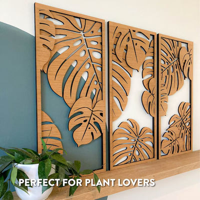 Decorazione Monstera personalizzabile in 3 pannelli Cornici in legno incluse per l'arte muraria delle piante