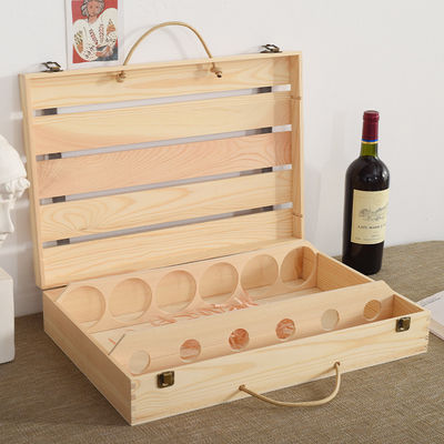 Accessoiri per vino tubolare Scacchi Scatola di legno artigianale Contiene 6 bottiglie Colore semplice