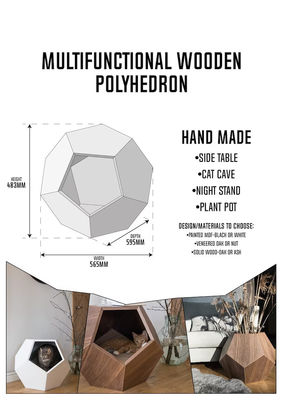 Contenitore per la conservazione domestica Letto per gatti Grotta in design moderno con legno massello e tavolo laterale