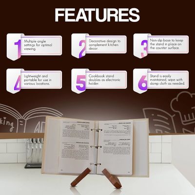 Comodo portalibri per la cucina Regolabile Acacia Cucina Libro Stand Dimensioni personalizzate