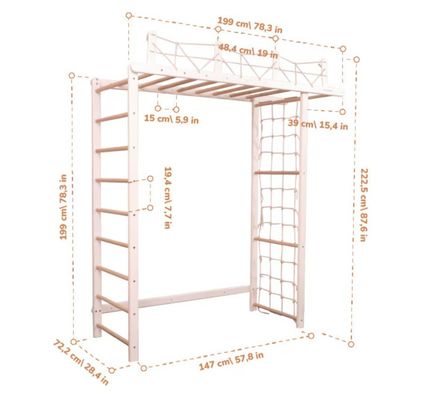 Gimnastica della giungla per bambini personalizzabile con accessori a corda opzionali e mobile per bambini