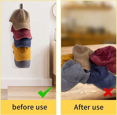 Organizzatore per cappelli in legno montato a parete per cappelli a 5 strati