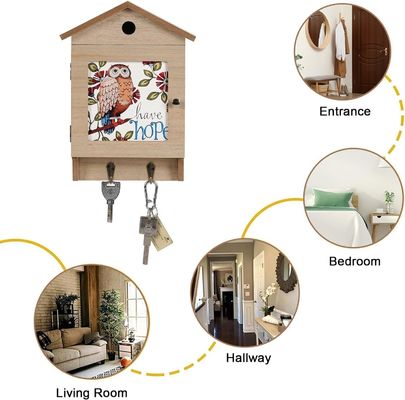 8 ganci Portafogli da chiave in legno per il montaggio a parete porta chiavi per uso domestico organizzatore e risparmiatore di spazio