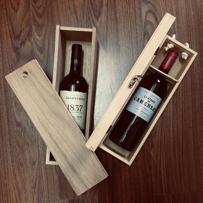 Singole bottiglia Infinito Cassa di imballaggio di vino in legno di pino Manipolazione di stampa personalizzata