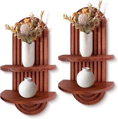 Mensola a arco d'arcobaleno per magazzino a parete e mensole galleggianti su mensola a parete in legno