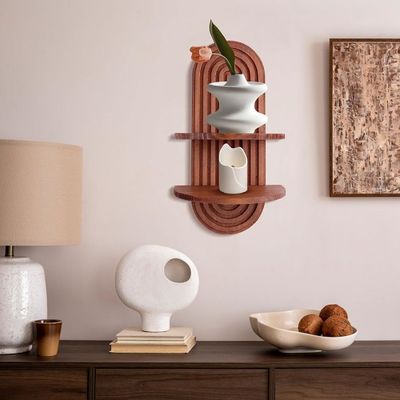 Mensola a arco d'arcobaleno per magazzino a parete e mensole galleggianti su mensola a parete in legno