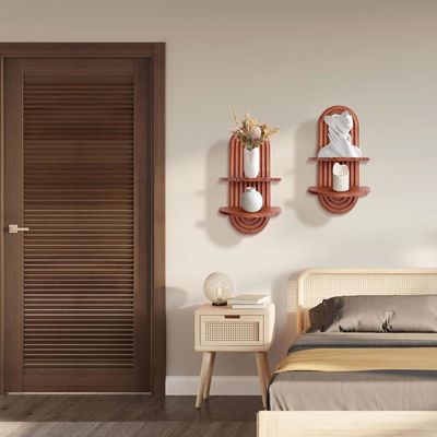 Mensola a arco d'arcobaleno per magazzino a parete e mensole galleggianti su mensola a parete in legno