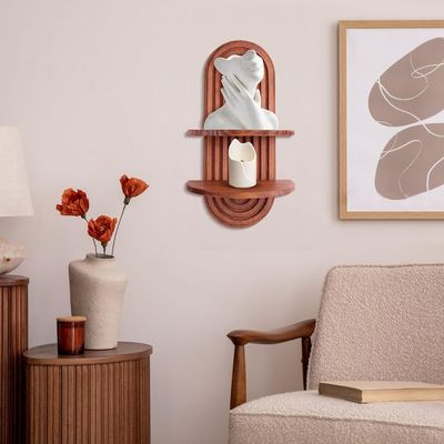 Mensola a arco d'arcobaleno per magazzino a parete e mensole galleggianti su mensola a parete in legno