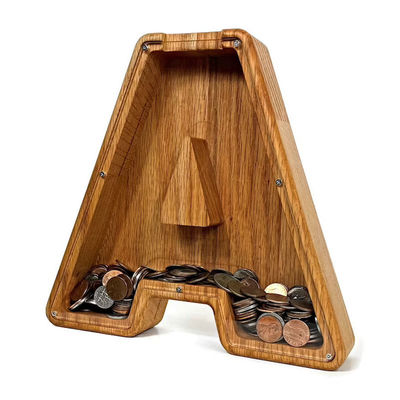 Lettere Inglesi Banca di Porci di Legno Banca di Soldi Personalizzata Alfabeto 1.75 pollici spessa