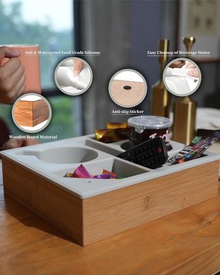 Sofa in legno di bambù impermeabile organizzatore di snack per la stampa