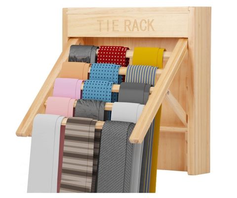 Stylish Look Muro montato organizzatore di cravatta in legno cintura appendiabiti porta cravatta per risparmiare spazio