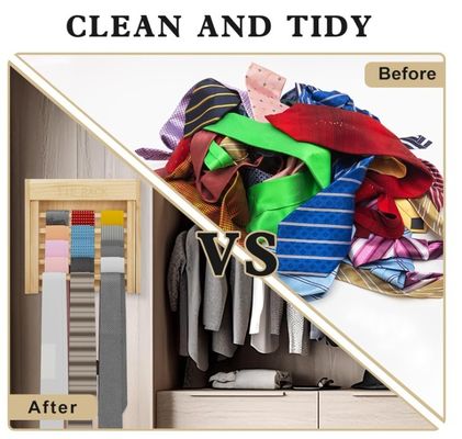 Stylish Look Muro montato organizzatore di cravatta in legno cintura appendiabiti porta cravatta per risparmiare spazio