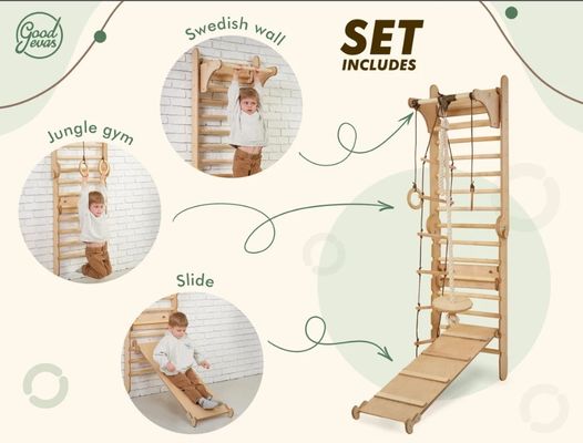 202405 Swedish Ladder 4in1 Gym di arrampicata per bambini con Triangle Climber e tavolo per bambini