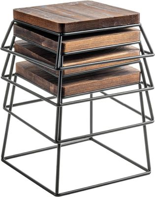 Alti quantitativi di legno bruciato nero metallo filo quadrato vetrina alimentare pizzeria in legno