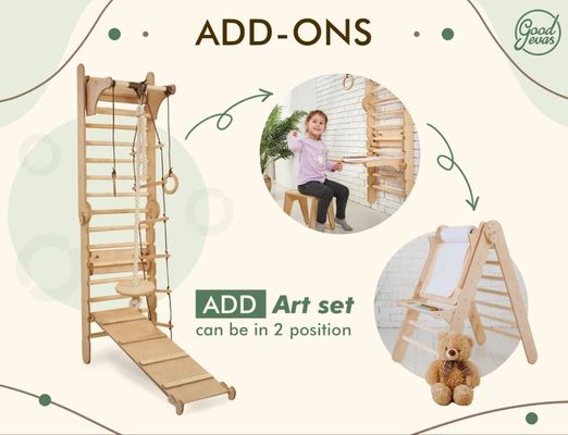 202405 Swedish Ladder 4in1 Gym di arrampicata per bambini con Triangle Climber e tavolo per bambini