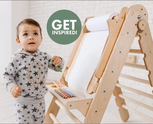 202405 Swedish Ladder 4in1 Gym di arrampicata per bambini con Triangle Climber e tavolo per bambini