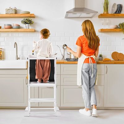 Bambini Cucina Scala di sgabello di apprendimento Torre in piedi con piattaforma regolabile Mail Packing
