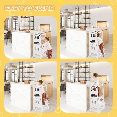 Bambini Cucina Scala di sgabello di apprendimento Torre in piedi con piattaforma regolabile Mail Packing