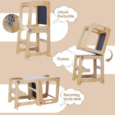 Piattaforma regolabile Torre in piedi Logo personalizzato Accettato Scaffale in legno per bambini piccoli