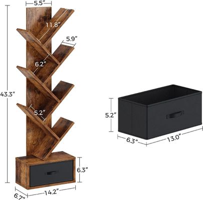 Livello a 7 piani, artigianale, rustico e vintage, con scaffale aperta