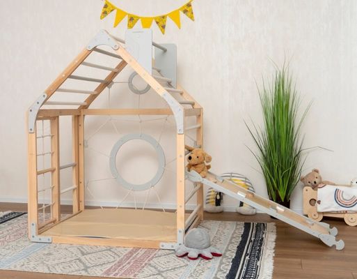 Gimnastica mobile per bambini con stampa e accessori opzionali a corda Waldorf