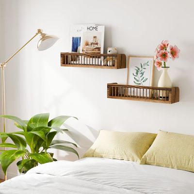 Mensole galleggianti in legno personalizzabili per camera da letto Set di 2