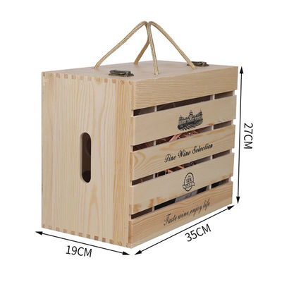 Logo personalizzato Acceptabile Custom Handmade 6 bottiglie Box regalo di vino in legno con cerniera