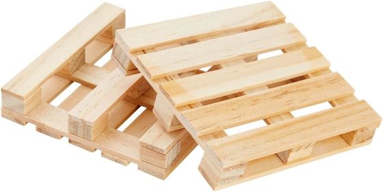 Legno colore semplice 3.9 X 3.9 In Custom Logo Dimensione Quadrato Mini Pallet Natural Cup Mat