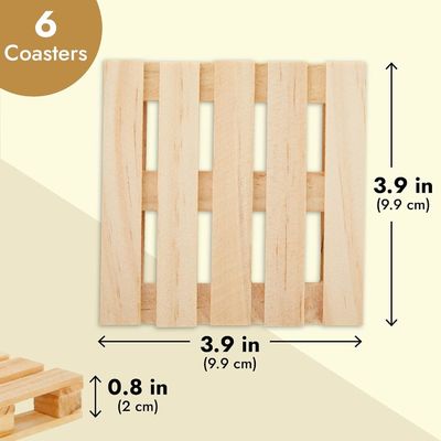 Legno colore semplice 3.9 X 3.9 In Custom Logo Dimensione Quadrato Mini Pallet Natural Cup Mat