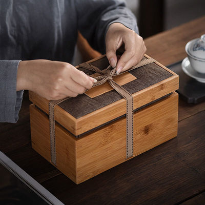 Ordine personalizzato Casella regalo in legno naturale per la conservazione del bambù con logo personalizzato