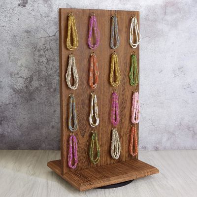 Funzione di risparmio di spazio 9 W x 7.5 D x 16.5 H Stand per gioielli in legno con 32 ganci