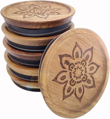 Contenitori di vetro ad alto borosilicato 6Pcs con coperchio in legno e coperchio in bambù