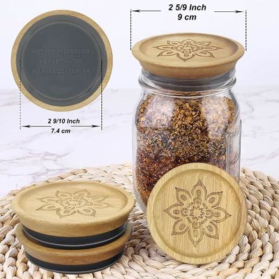 Contenitori di vetro ad alto borosilicato 6Pcs con coperchio in legno e coperchio in bambù
