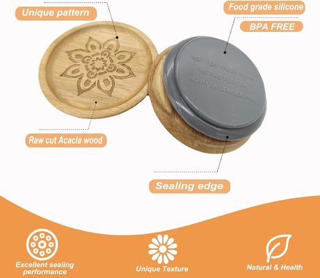 Contenitori di vetro ad alto borosilicato 6Pcs con coperchio in legno e coperchio in bambù